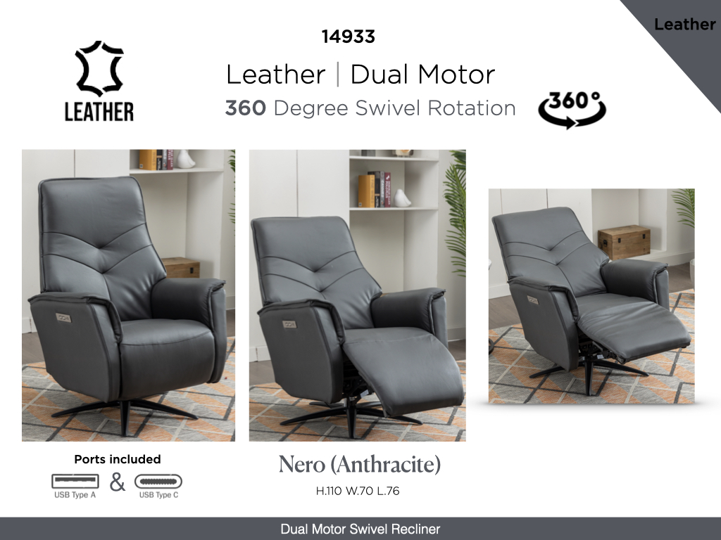 Nero Swivel Power Armchair